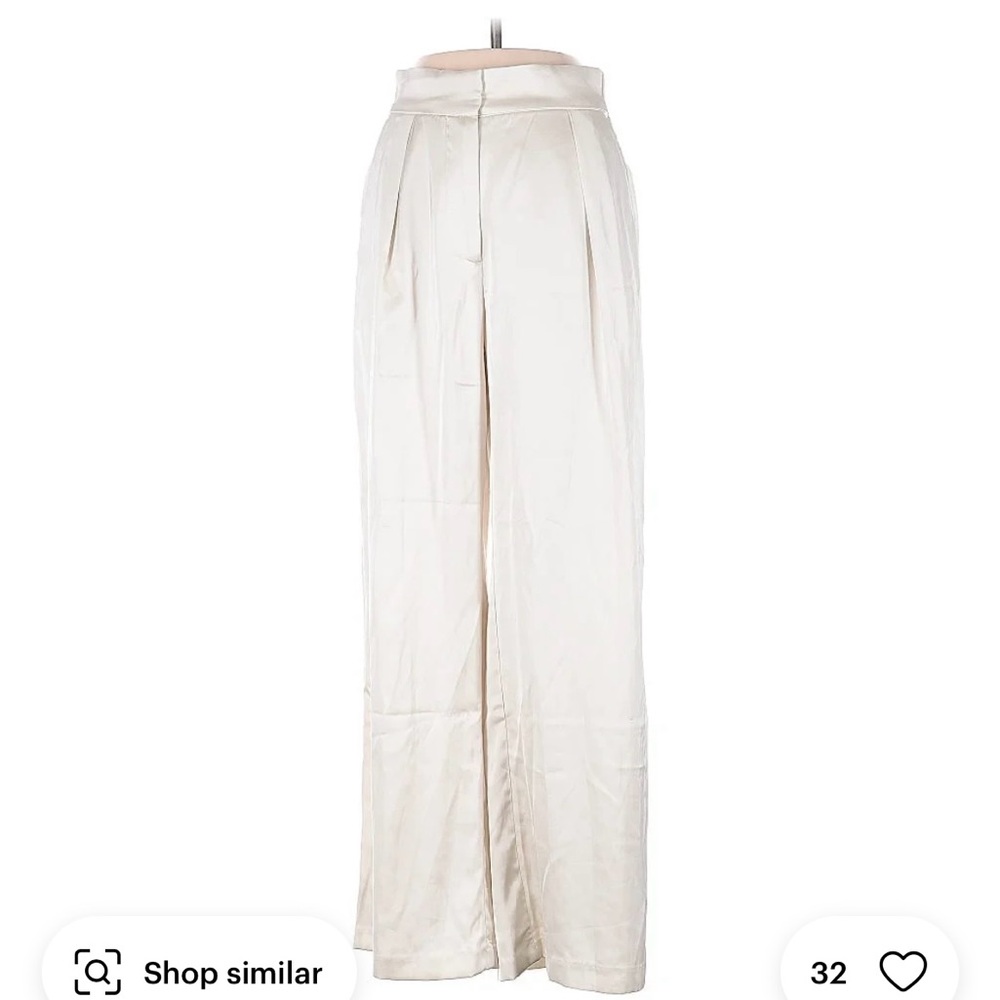 Abercrombie & Fitch Cream Wide Leg Pants High-Waisted Elegant